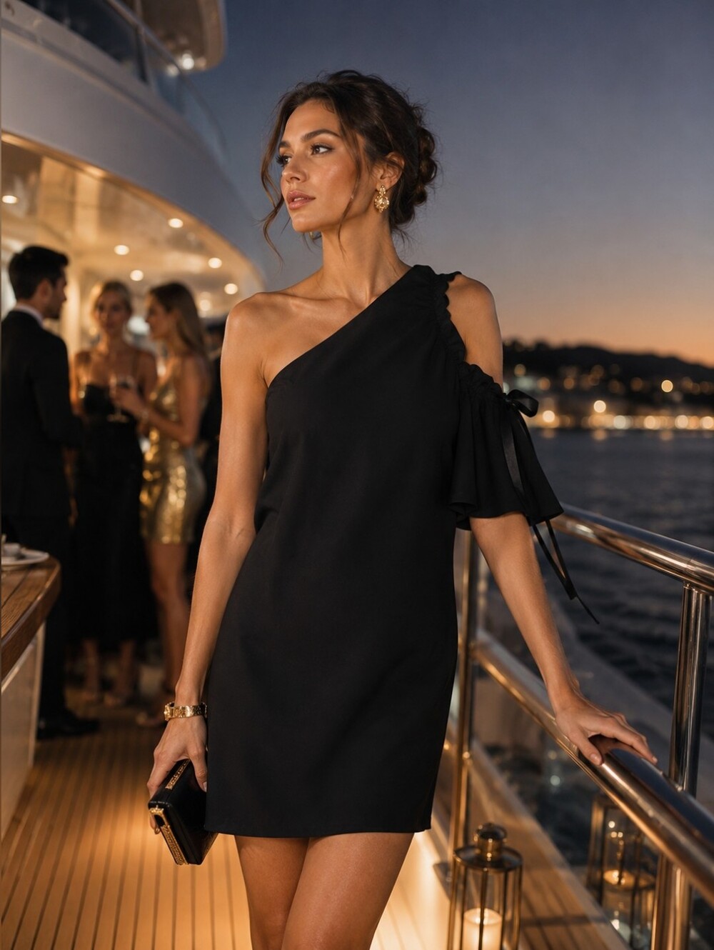 Cinq à Sept Gemini One Shoulder Mini Dress in Black Party Wedding Women's XS
